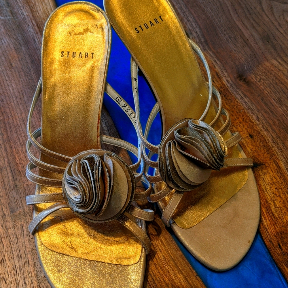 Stuart Weitzman Vintage Gold Lame Sandles